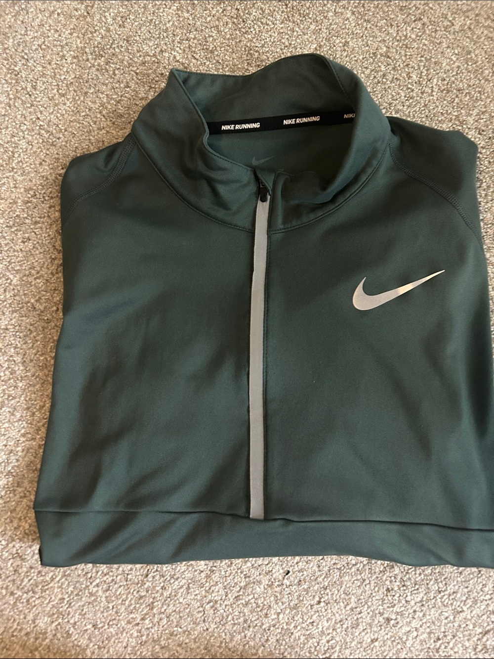 Nike Men's Forest Green Performance Half-Zip Jacket with Silver Swoosh